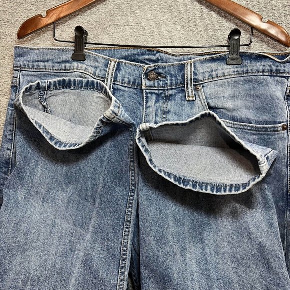 Levi's 505 Jeans Men 36x32 (36x31 Actual) Blue Acid Wash Mid Rise Straight - Picture 7 of 14